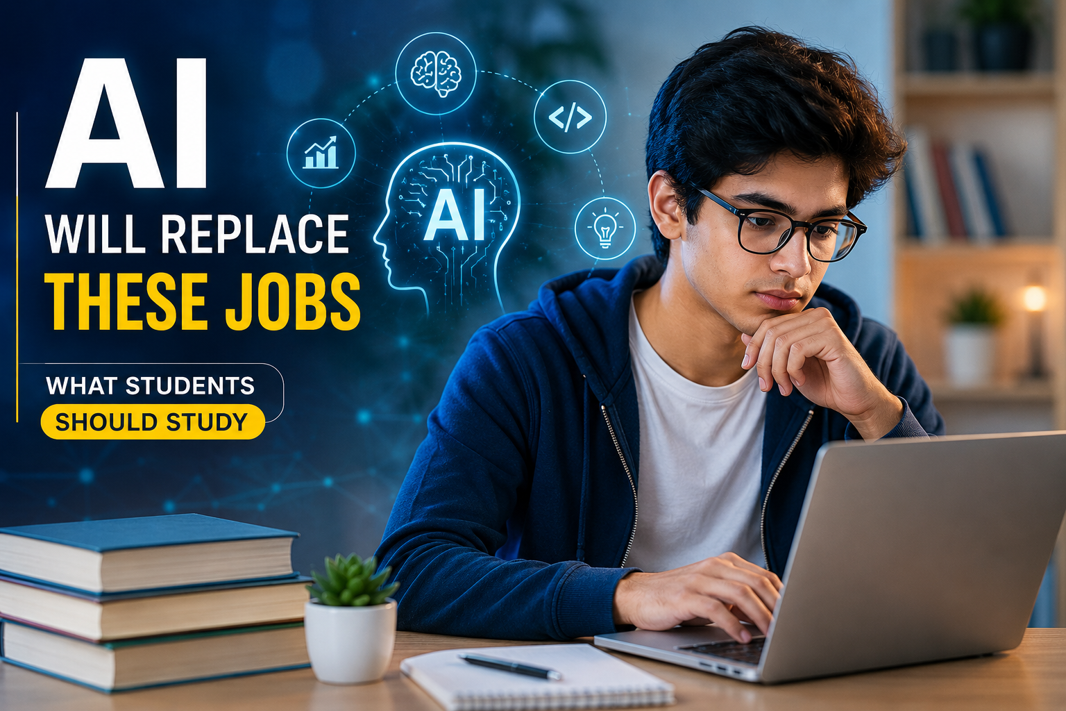 Student using AI technology while exploring future career options and in-demand skills for the AI-driven job market